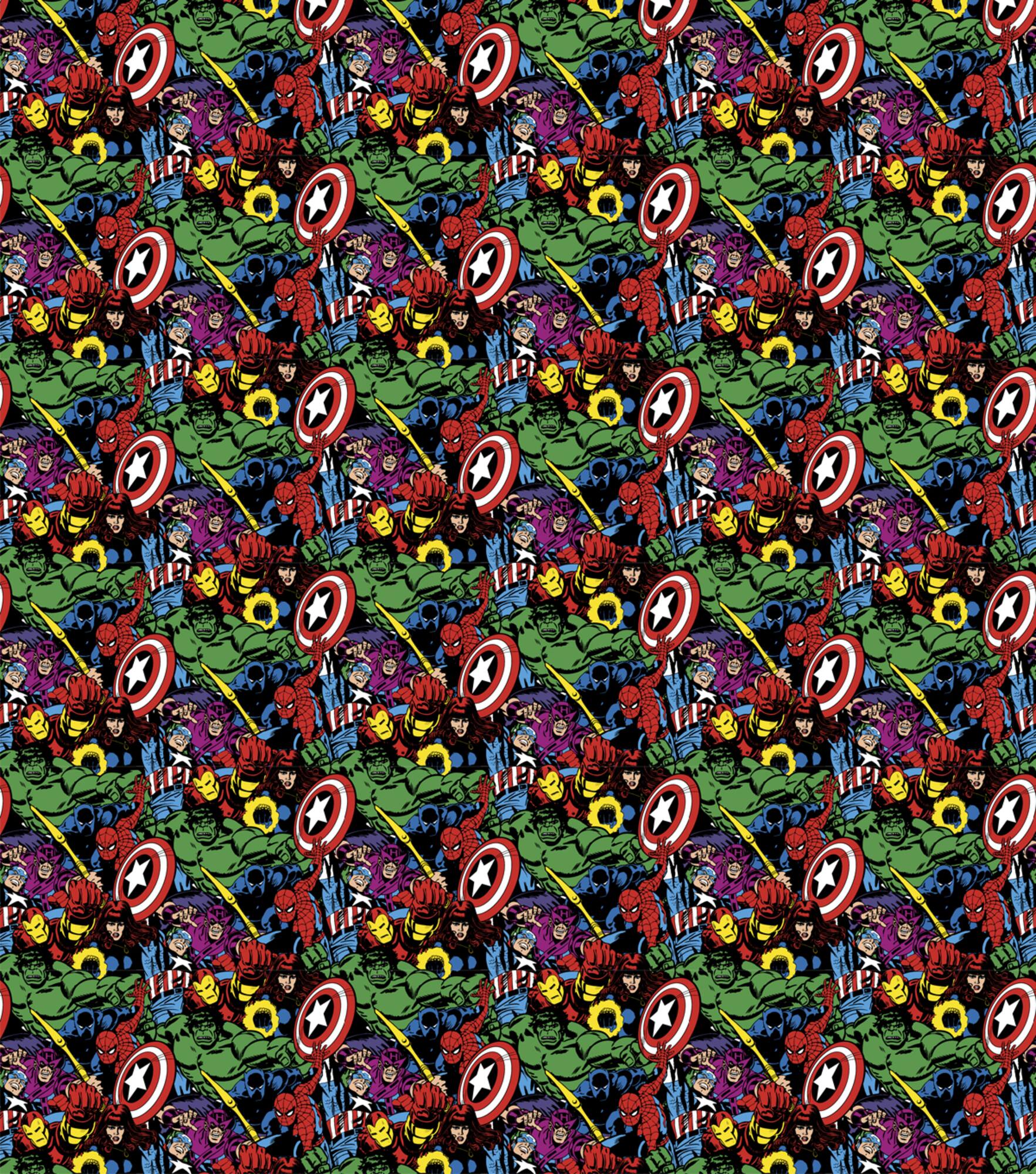 Marvel Retro Heroes Packed Cotton Fabric